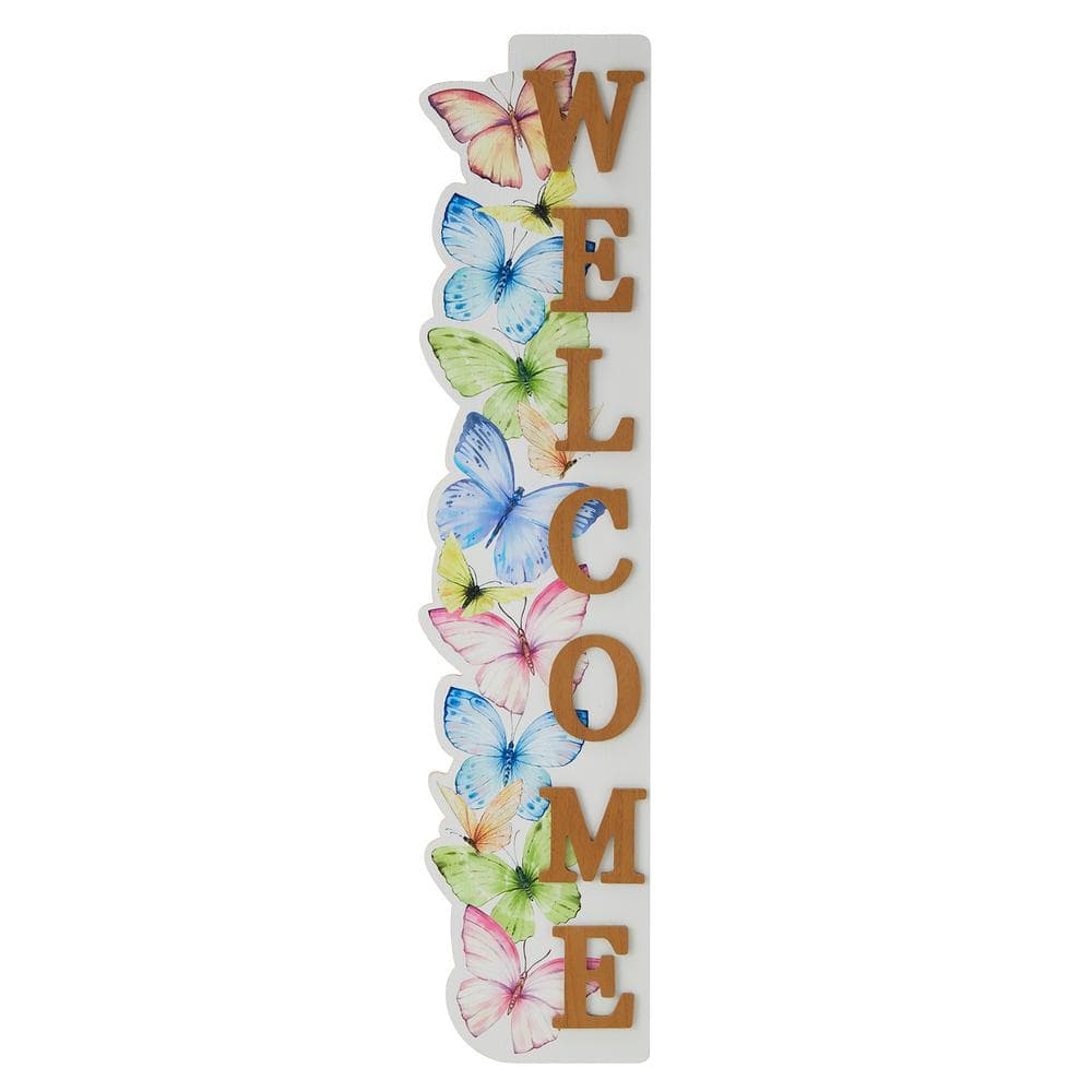 42 in. H Solid Wood WELCOME Porch Sign with Butterfly price history on PriceWatchPro
