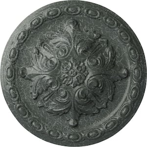 11-3/8" x 2" Acanthus Urethane Ceiling Medallion, Athenian Green Crackle