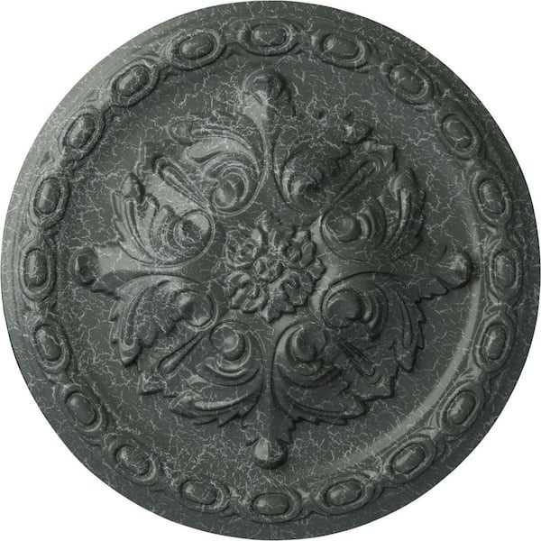 Ekena Millwork 11-3/8" x 2" Acanthus Urethane Ceiling Medallion, Athenian Green Crackle