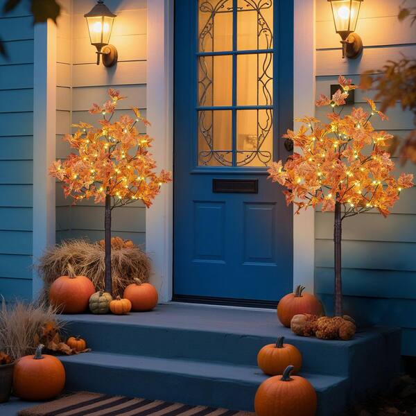 Lightshare 2-Piece 4 ft. Artificial Maple Leaf Tree in Base 144L