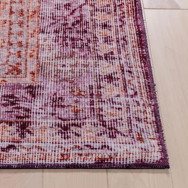 Nile Gila Vintage Bohemian Medallion Botanical Border Purple 8 ft. x 10 ft. Machine Washable Flatweave Area Rug