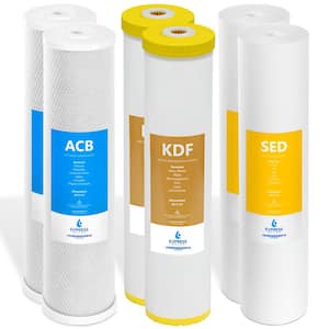 FLTWH2045CKS2 KDF Carbon Sediment Heavy Metal Whole House Replacement Filters Water Filter Cartridge 6-Pack