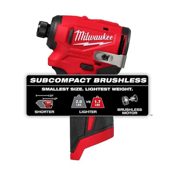 M12 12V Lithium-Ion Subcompact Brushless Cordless 1/4 in. Hex Impact Driver (Tool-Only)