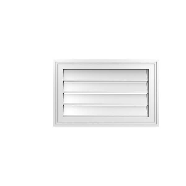 Ekena Millwork 22" x 14" Vertical Surface Mount PVC Gable Vent: Functional with Brickmould Frame