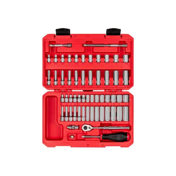 1/4 in. Drive 6-Point Socket and Ratchet Set, 56-Piece (5/32 - 9/16 in. 4 - 15 mm)