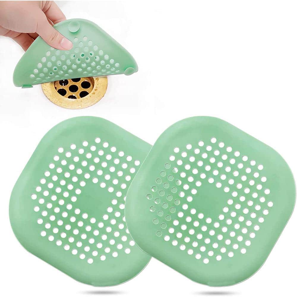 Square drain cover for shower, silicone hair plug with suction cup, suitabl