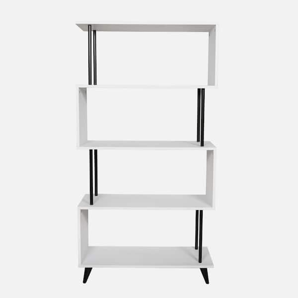 DANYA B Breuer 31.5 In. 5-Tier White S-Shaped Modern Floating ...