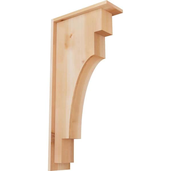 Ekena Millwork 5-1/2 in. x 14 in. x 30 in. Western Red Cedar Mediterranean Smooth Corbel with Backplate