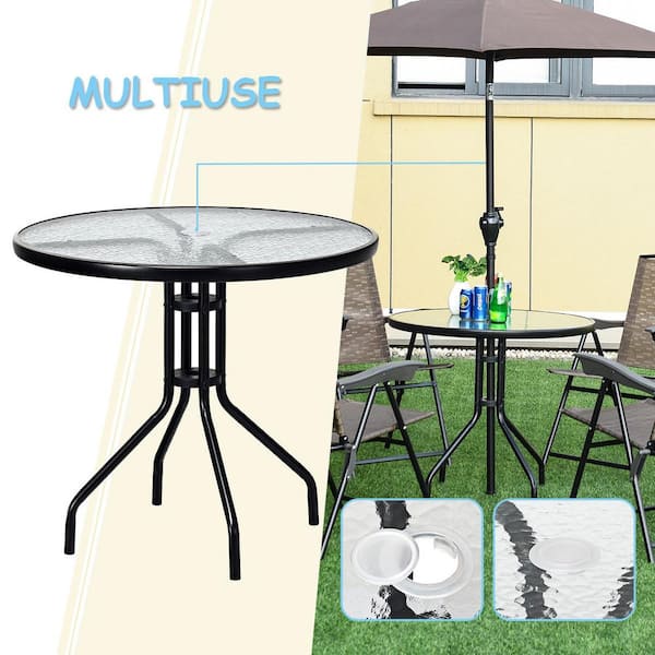 Wilson & fisher metal frame discount & glass round patio dining table