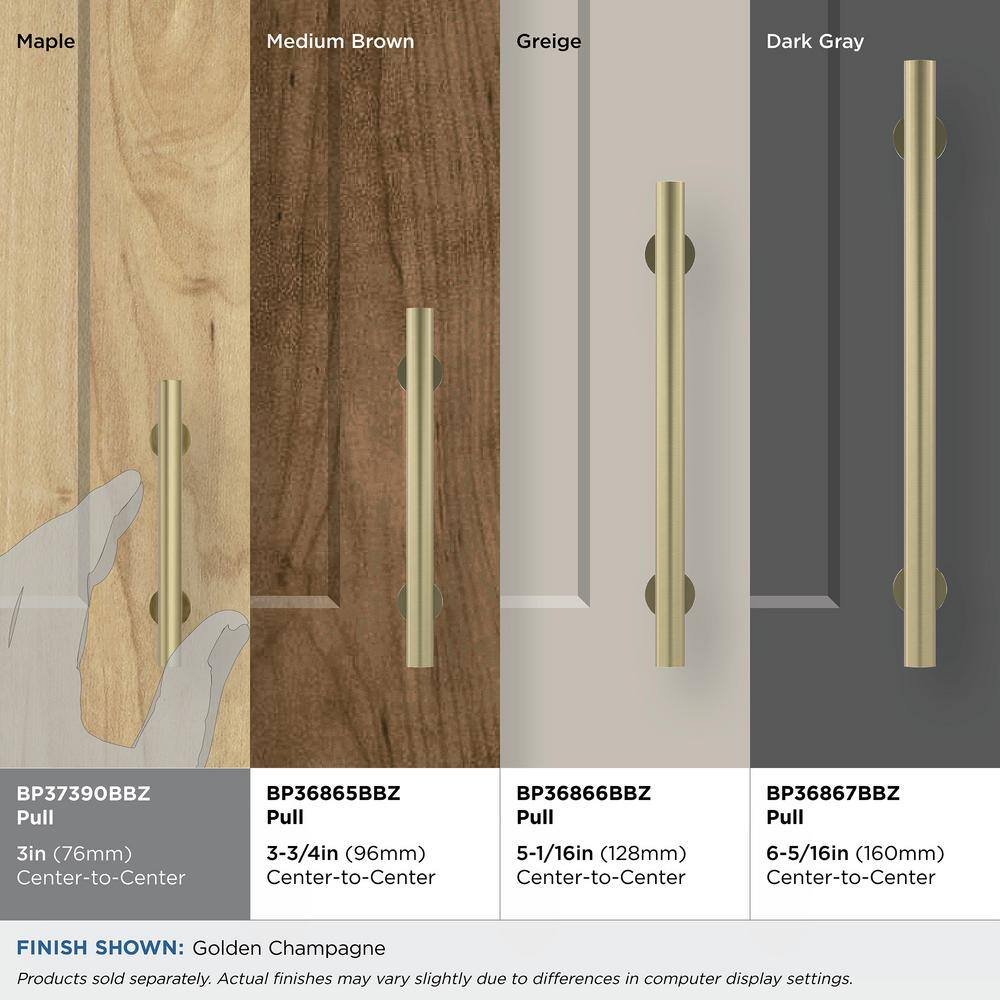 Golden Champagne 3" Modern Cabinet Pull with Mounting Hardware