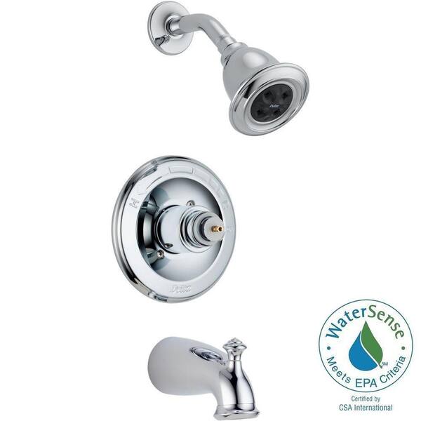 Delta Leland 1-Handle 1-Spray H2Okinetic Tub and Shower Faucet Trim Kit Only in Chrome (Valve and Handles Not Included)