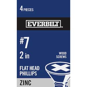 #7 x 2 in. Zinc Plated Phillips Flat Head Wood Screw (4-Pack)