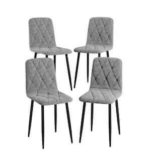 4-Pack Grey Velvet Dining Chairs with Black Metal Legs, Set of 4-Chairs Velvet Dining Chair Upholstered Cushion
