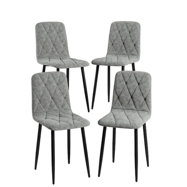 4-Pack Grey Velvet Dining Chairs with Black Metal Legs, Set of 4-Chairs Velvet Dining Chair Upholstered Cushion