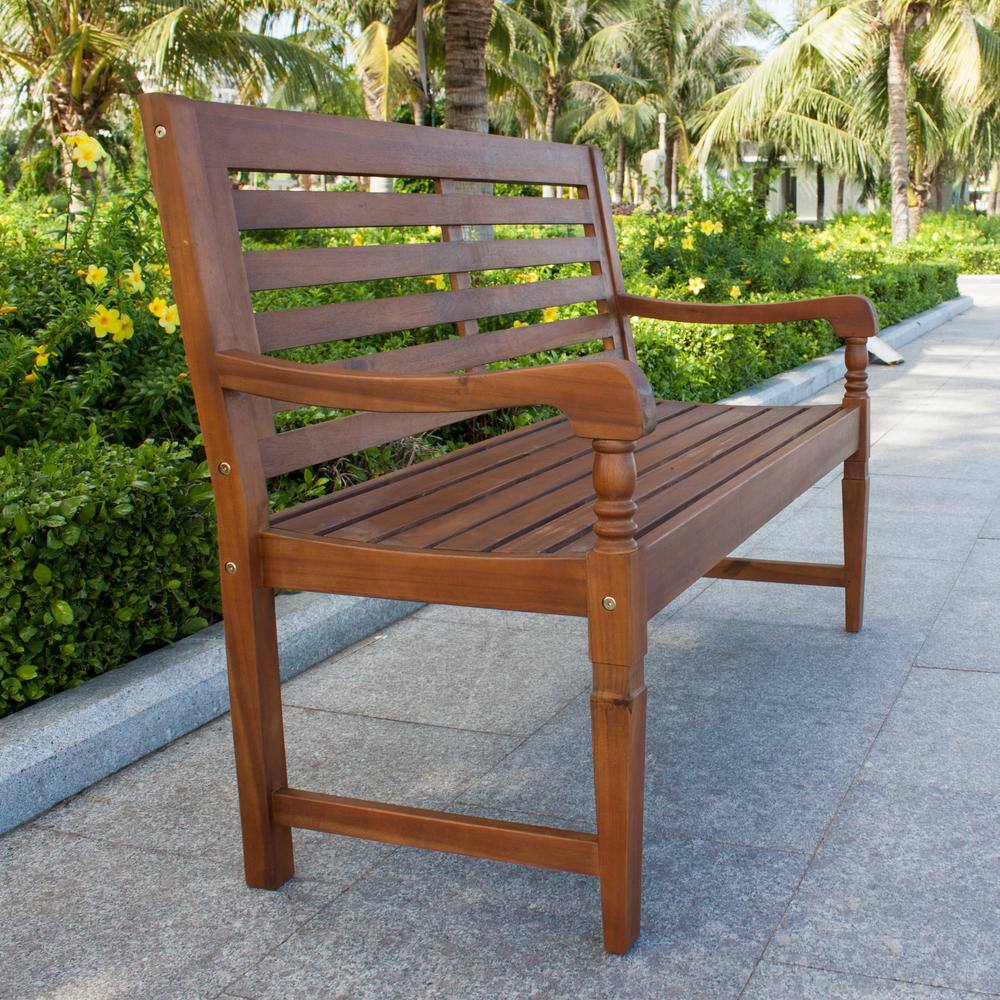 Nantucket Natural Acacia Wood Garden Bench