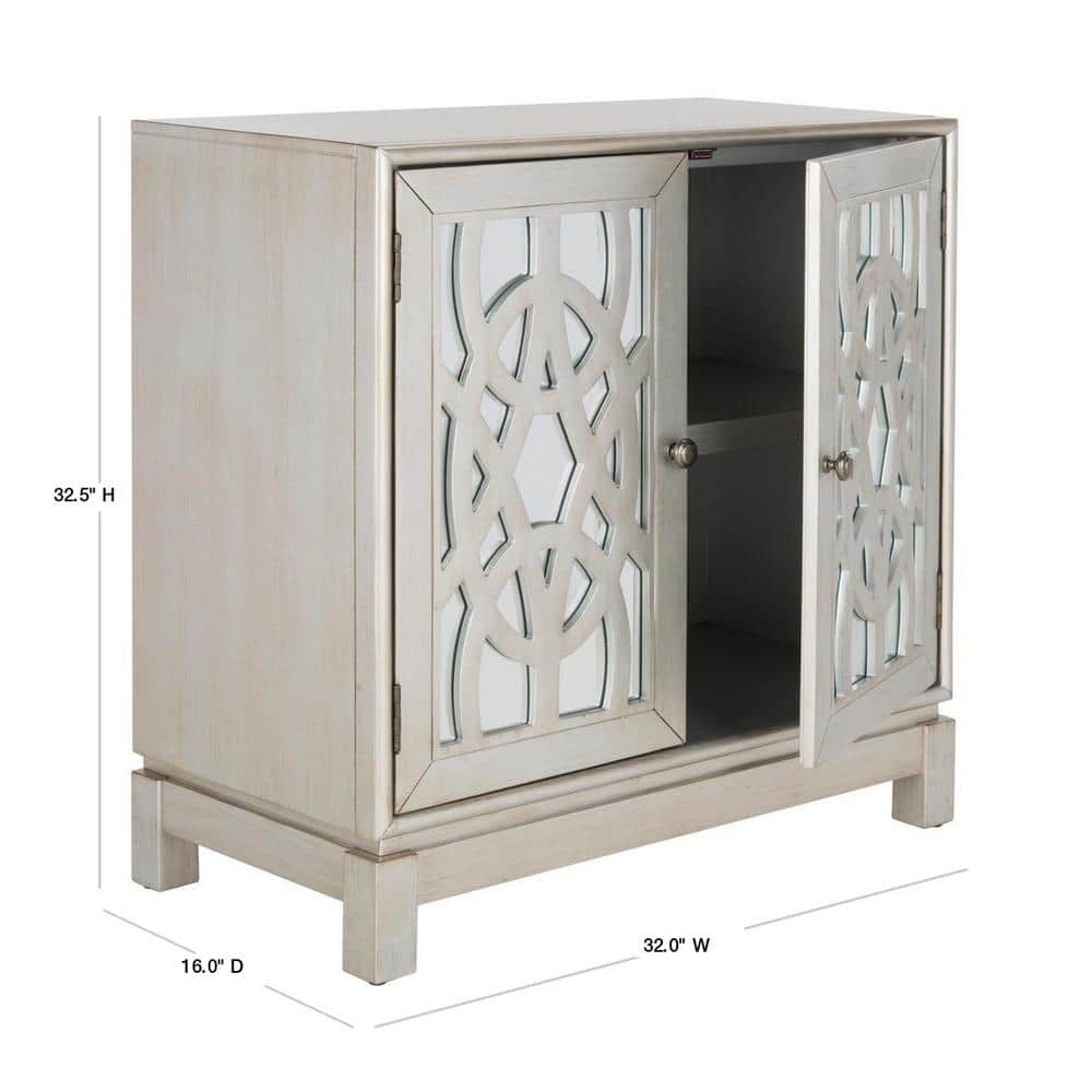 Ashlynn 32" Silver Solid Wood 2 Door Chest