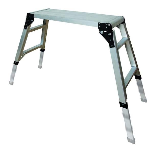 MetalTech Jobsite Series 30-in. Adjustable Work Platform, Aluminum Step Stool for Adults and Portable Work Bench with Rubber Feet