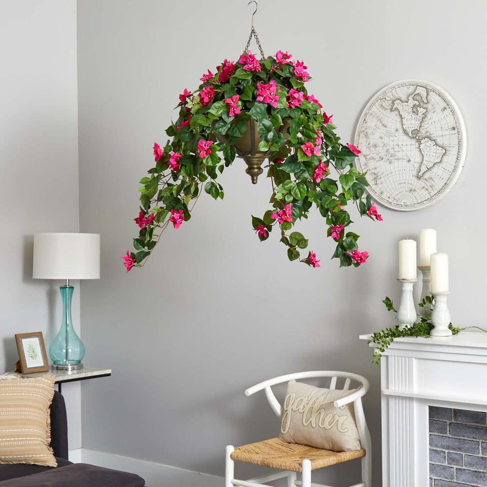 Elegant Silk Bougainvillea Tabletop Arrangement in Potted Design