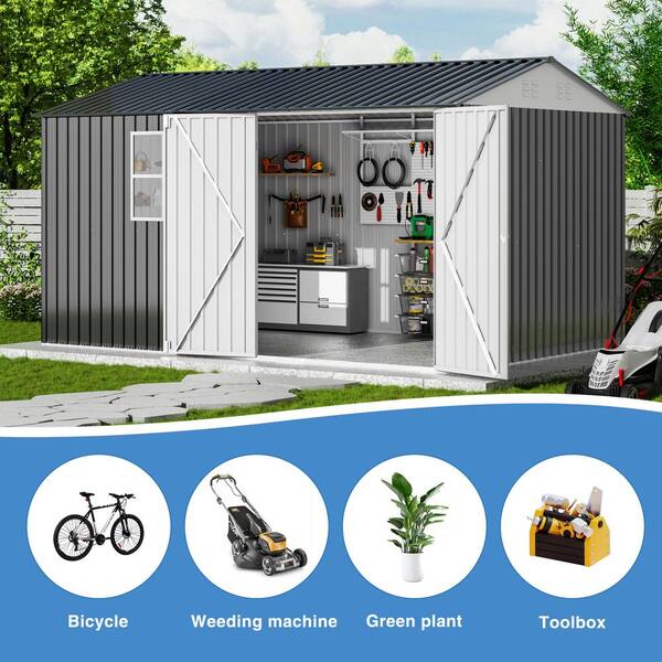 VIWAT 12 ft. W x 8 ft. D Metal Outdoor Storage Shed with Lockable
