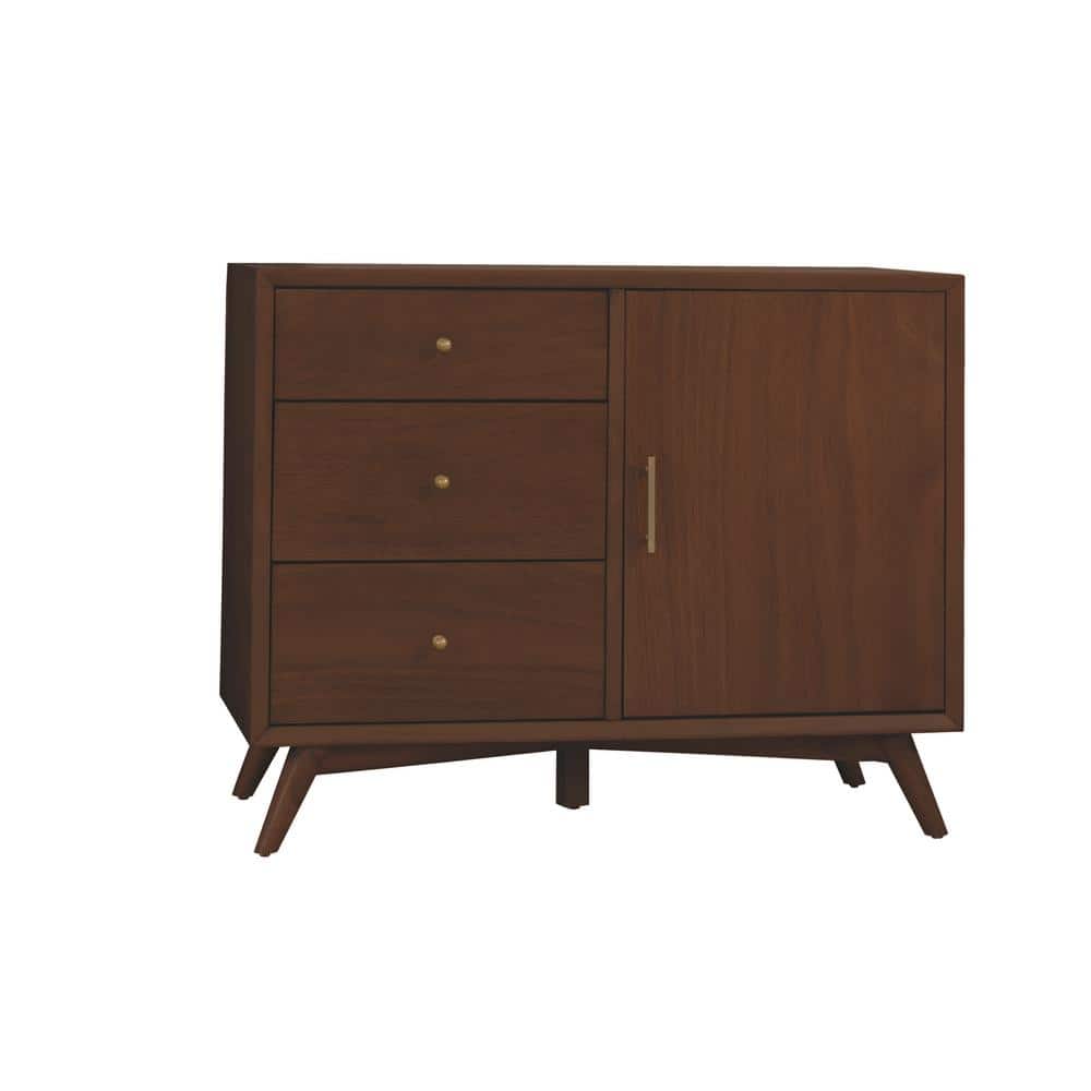 Flynn Walnut Mid-Century Modern Accent Cabinet with Bronze Hardware