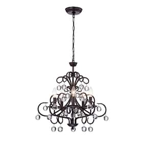 Tharis 5-Light Candle-Style Brown Chandelier for Dining/Living Room, Bedroom with No Bulbs Included