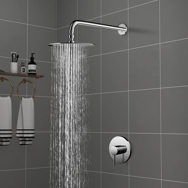 Single Handle 1-Spray Wall Mount Shower Faucet 1.5 GPM with Pressure Balance in. Chrome (Valve Included)