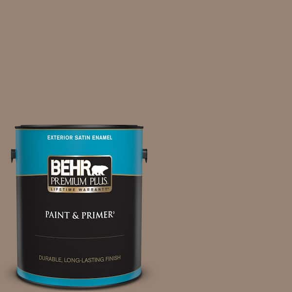 BEHR PREMIUM PLUS 1 gal. #N230-5 Dry Brown Satin Enamel Exterior Paint & Primer