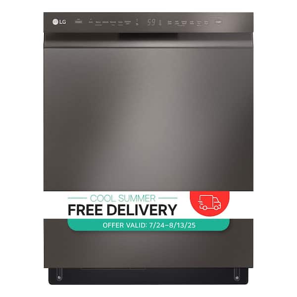 24 in. PrintProof Black Stainless Steel Front Control Dishwasher