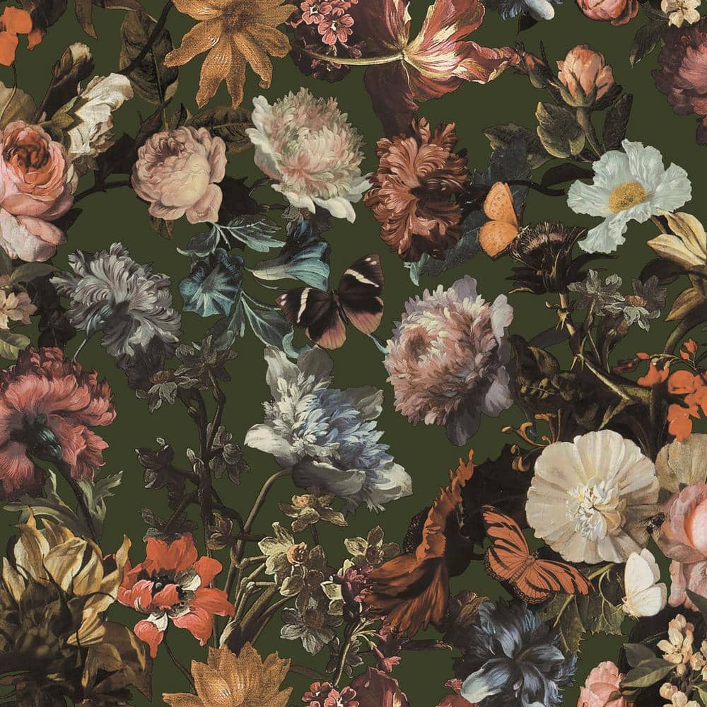 ESTA Home Zarinda Olive Flowers Wallpaper Sample DD139170SAM