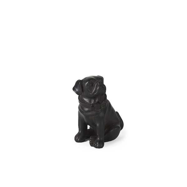 HomeRoots 6 in. Brown Black Resin Pug Dog Sculpture