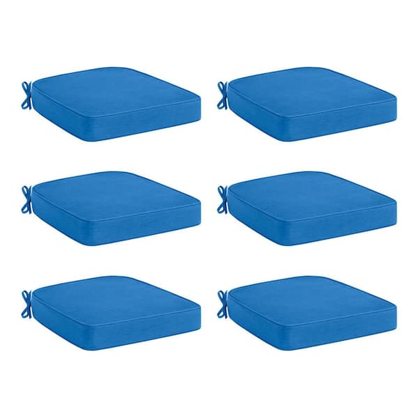 Hampton Bay 20 in. W x 20 in. D CushionGuard Universal Outdoor Seat Pad in Sail Blue (Set of 6)