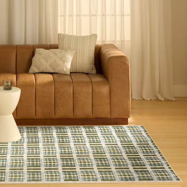 Nordic Blue Green 4 ft. x 6 ft. All-over design Contemporary Area Rug