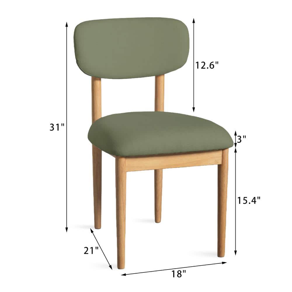 Dining chair with dimensions: 31" height, 18" width, 21" depth, and 15.4" seat height.
