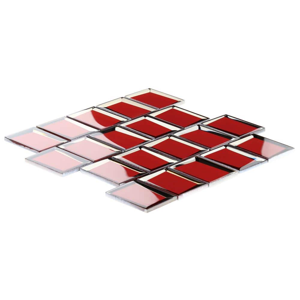 Kaur Red Polished Glass Mosaic Wall Tile