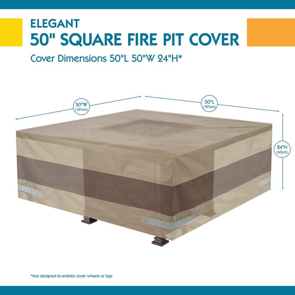 Tan Polyester Waterproof 50 Inch Square Fire Pit Cover