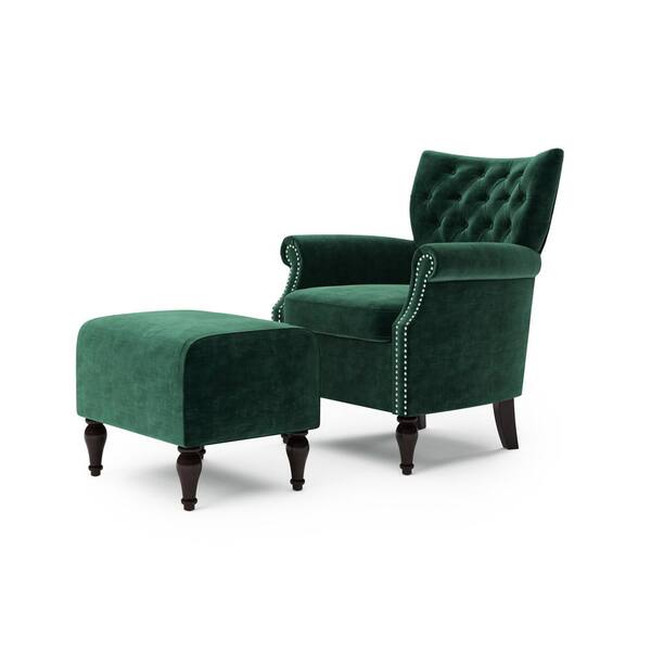 Handy Living Margaux Emerald Green, Emerald Green Accent Chair With Ottoman