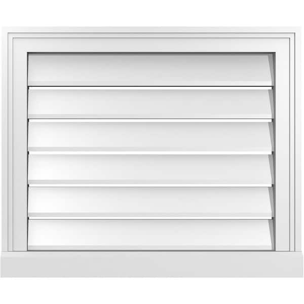 Ekena Millwork 24" x 20" Vertical Surface Mount PVC Gable Vent: Functional with Brickmould Sill Frame