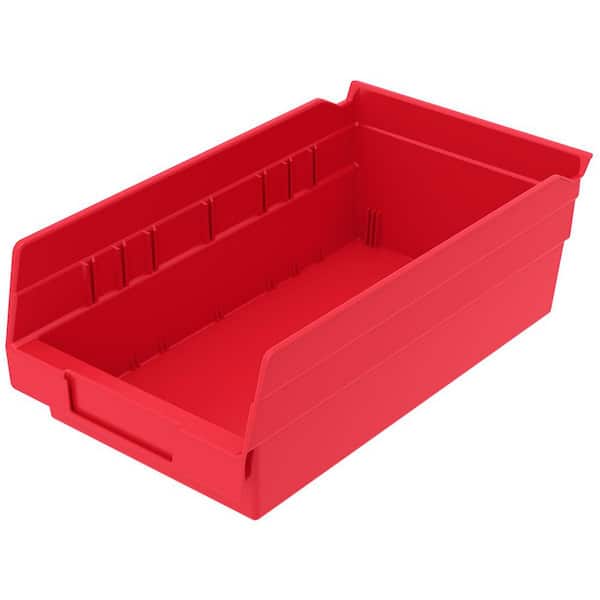 30130 Series, 6 5/8 in. W x 11 5/8 in. D x 4 in. H, Red Open Hopper Shelf Bins Storage Organizer System, 12-Pack