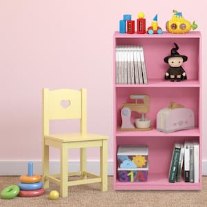 39.5 in. Pink Wood 3-shelf Standard Bookcase with Storage