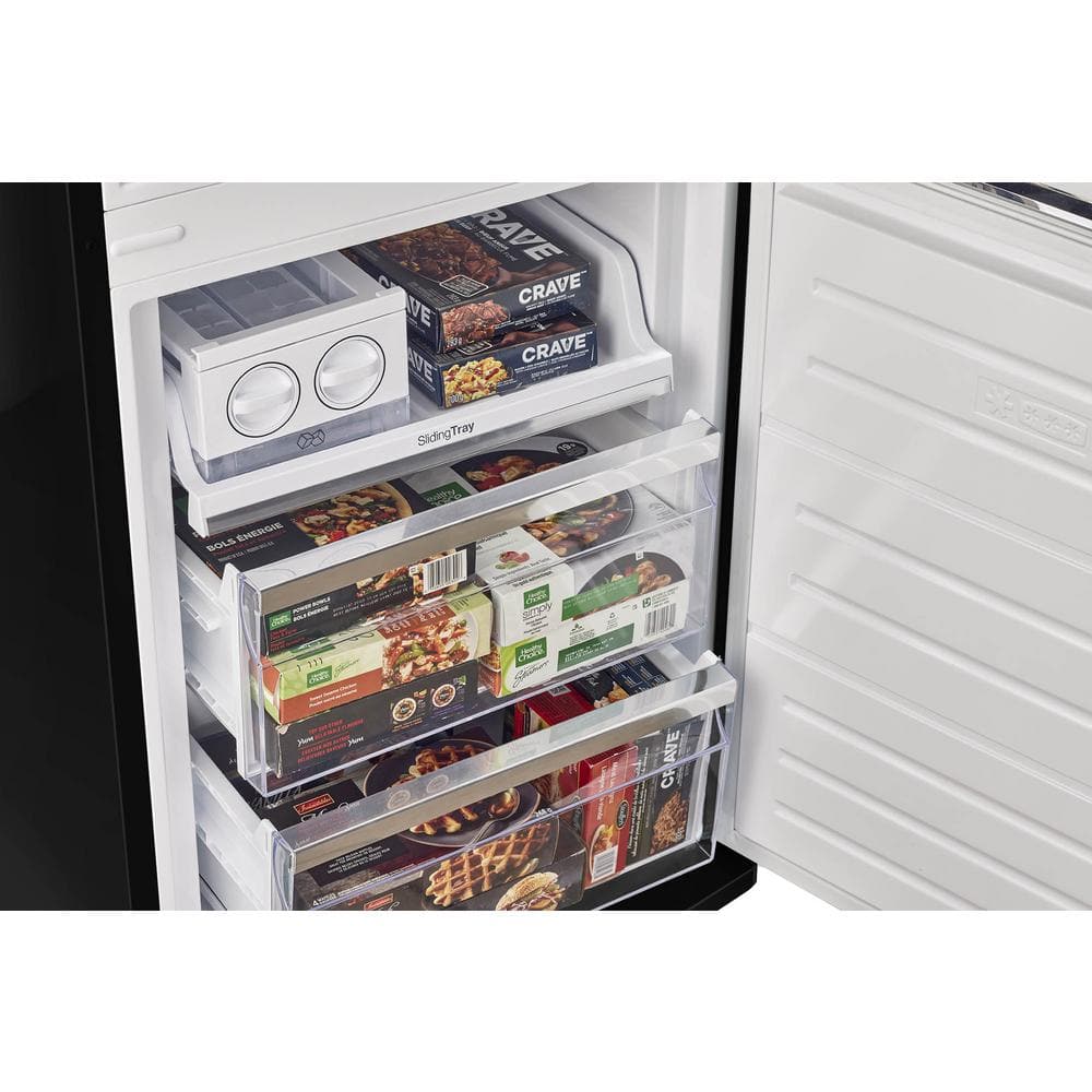 Midnight Black Retro 24" Bottom Mount Refrigerator with Chrome Accents
