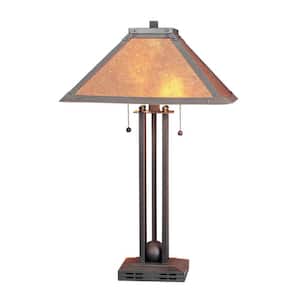 Charlie 24.5 in. Rust Integrated LED No Design Interior Lighting for Living Room with Copper Metal Shade