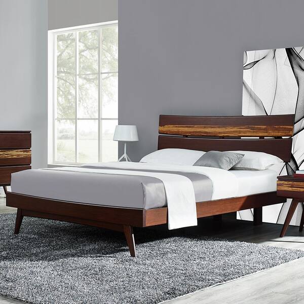 Sarah Brown Burgundy Wood Frame Queen Platform Bed SRH001BG - The