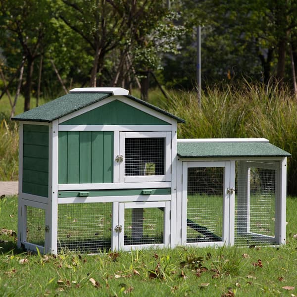 Petsfit Story Rabbit Hutch With Trays Outdoor Weatherproof, Bunny Cage