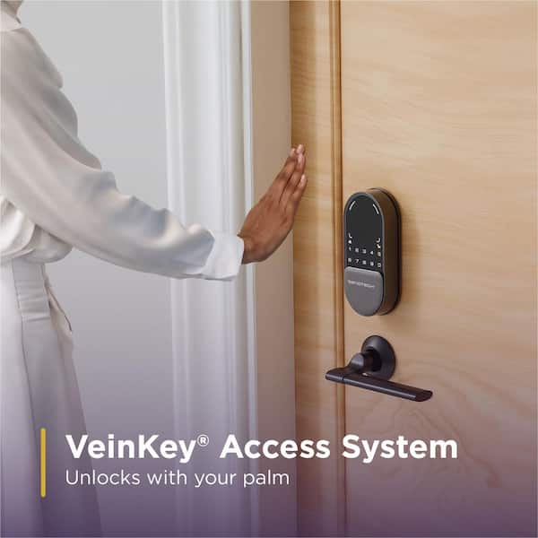 Biometric Smart Door Lock with Contactless Advanced Palm Vein Recognition Access in Matte Black