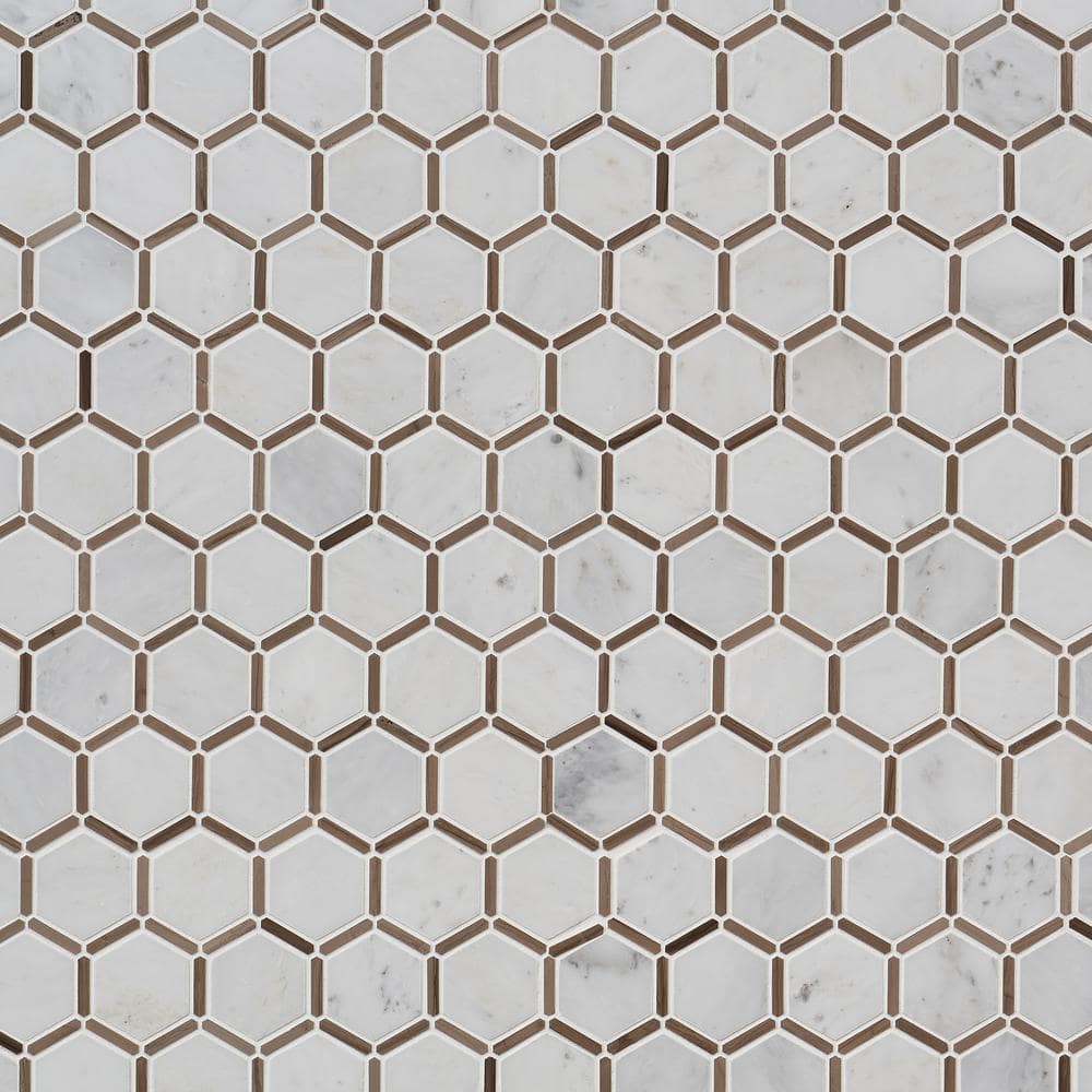 Ambrosia Oriental Blend 12 in. x 12 in. x 8 mm Asian Statuary and Athens Gray Stone Mosaic Floor and Wall Tile price history on PriceWatchPro