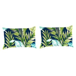 18 in. L x 12 in. W x 4 in. T Outdoor Lumbar Throw Pillow in Zealand Capri (2-Pack)