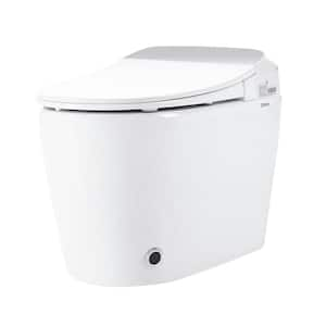 12 in. Rough In Wall Hung Smart One-Piece Toilet 1.38 GPF Foot Induction Flushing Power Assisted Toilet in White Seat