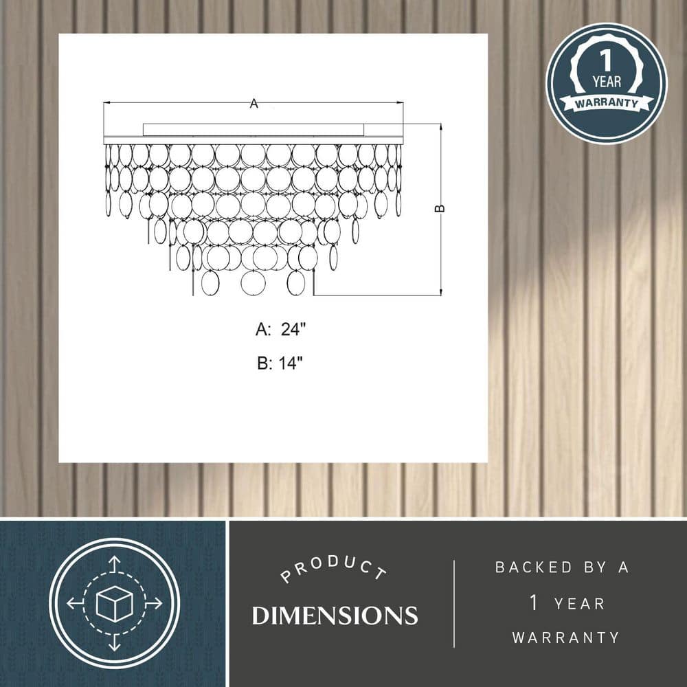 Elsa Satin Nickel 24" Capiz Shell Flush Mount Ceiling Light