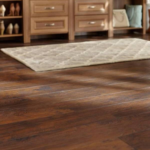 TrafficMaster Saratoga Hickory 7 mm T x 7.6 in. W Laminate Wood Flooring (24.2 sqft/case), Dark