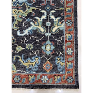 C.Brown / Red 8 ft. x 10 ft. Hand Knotted Wool Traditional Serapi Design Area Rug